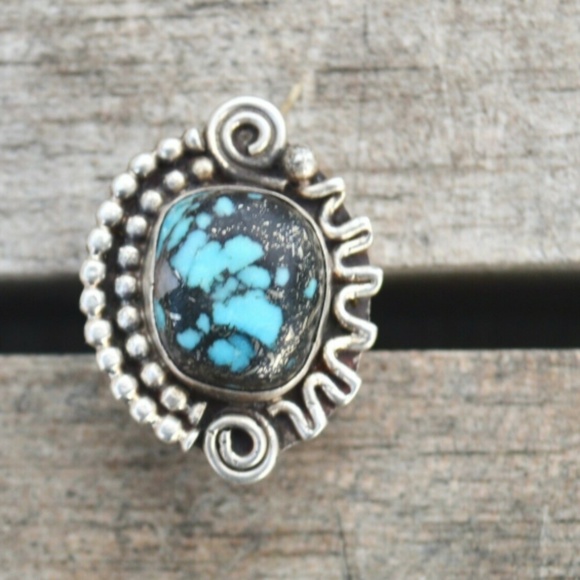 Old Blue Lander Dead Pawn Sterling Silver Ring 925 - Picture 5 of 7